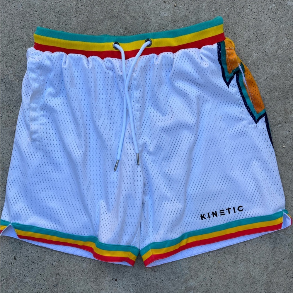 Men's Kinetic Shorts Multicolor Spell-Out M Streetwear Jamaica‎ Hoops Basketball